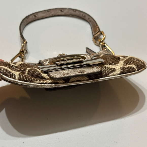 Guess Vintage Y2K Gold Giraffe Wristlet Mini Purse Bag Brown and Tan - Picture 12 of 12